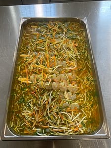 Crevettes au court bouillon asiatique